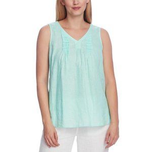 Vince Camuto NWT Women's Aqua Ice LINEN Sleeveless Blouse, Size Large